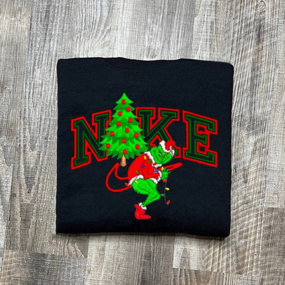Nike Grinch HOODIE Embroidered Christmas Sweatshirt